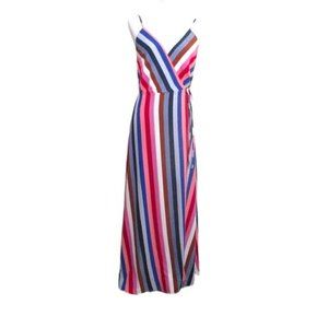 Pink Blush Striped Maxi Wrap Dress, S